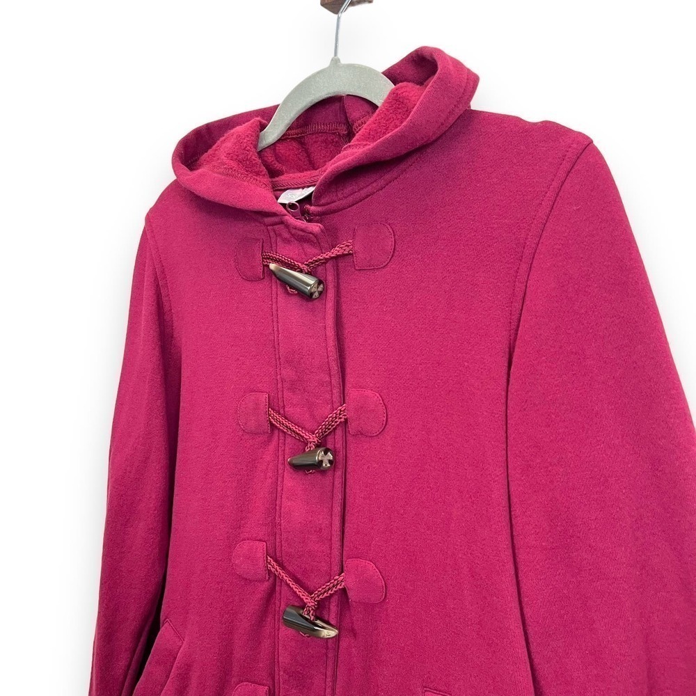 Sport Savvy Jacket Womens Extra Small Toggle Hooded Cotton Red Duffle Chore Coat - Picture 6 of 12